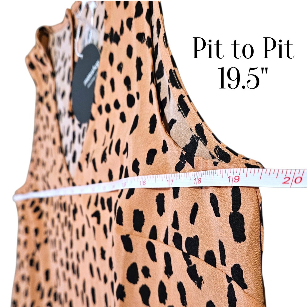 Mittoshop NWT Leopard Print Tiered Sleeveless Mini Dress Pockets Women's M - Picture 8 of 10